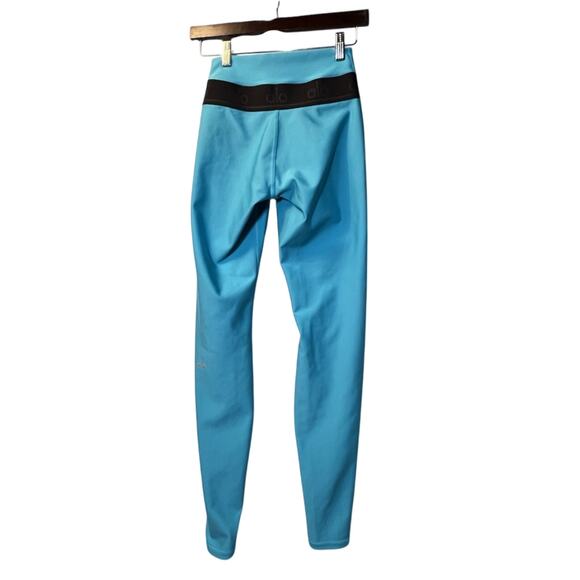 ALO Yoga High Waist Fitness Legging in Blue Splash and Black Logo Band Size S - Picture 2 of 11